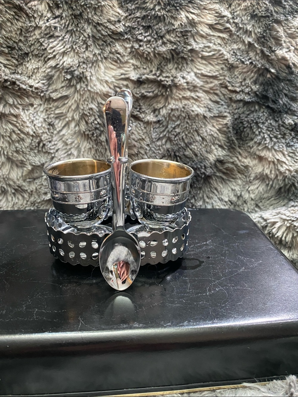 Vintage Silver Egg Cruet Set